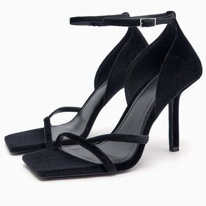 ZARA heeled velvet sandal.